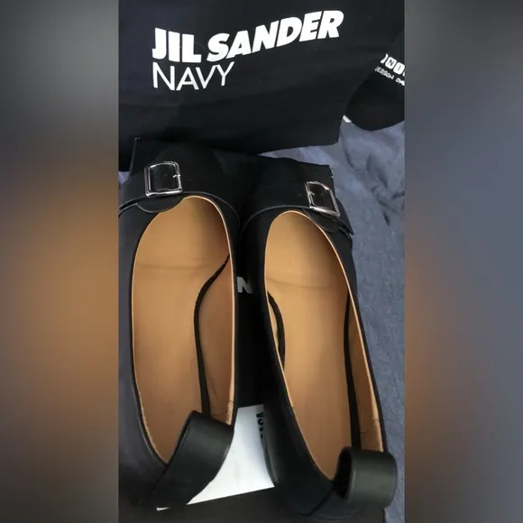 Jil Sander SHOES NAVY-style Black leather flats Women’s 8.5 9 EU 39 Dustbag &amp;box