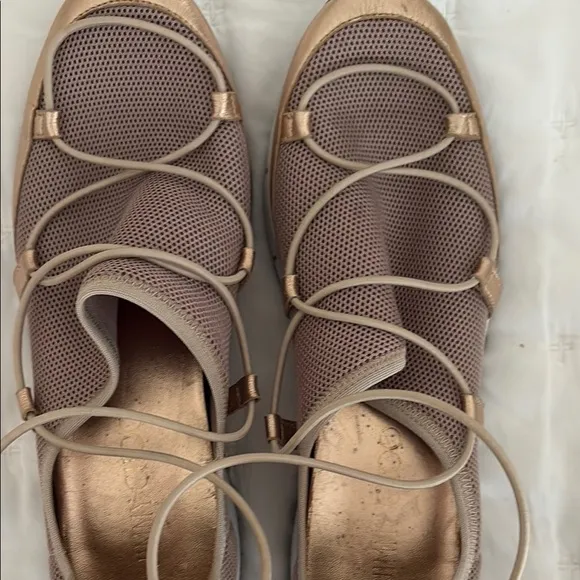 Jimmy Choo Gold and Cream Athletic Shoes with Unique Lacing