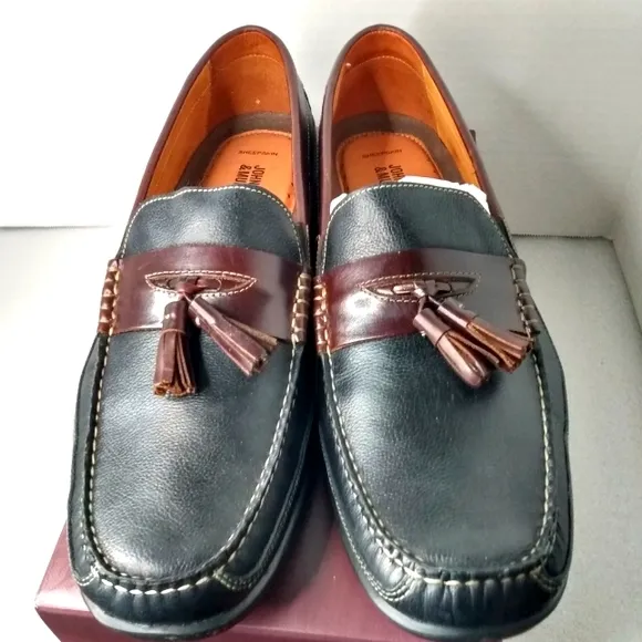 Johnson and Murphy Size 12  Locklin Full Grain Leather Slip On Shoes Loafers