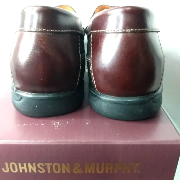 Johnson and Murphy Size 12  Locklin Full Grain Leather Slip On Shoes Loafers