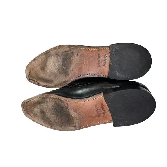Johnston &amp; Murphy 11 Shoes Loafers Aristocraft Tassel Black Leather USA