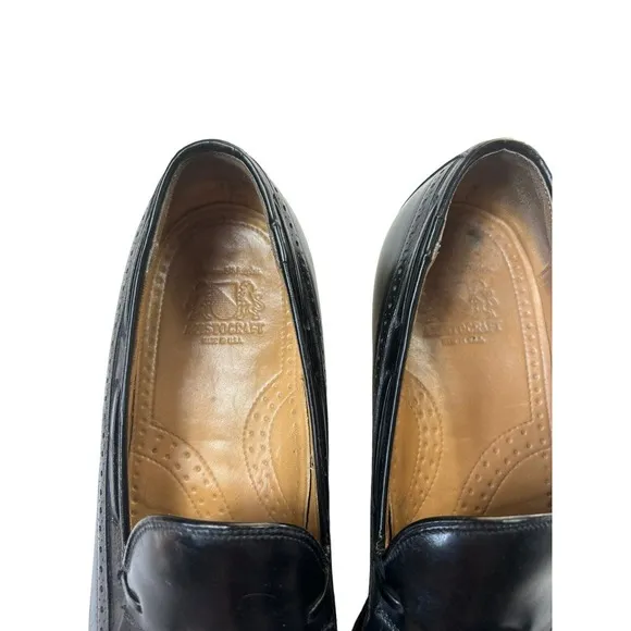 Johnston &amp; Murphy 11 Shoes Loafers Aristocraft Tassel Black Leather USA