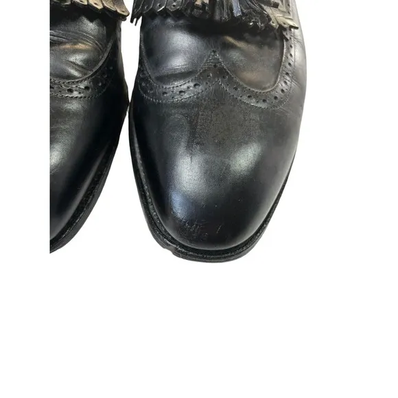 Johnston &amp; Murphy 11 Shoes Loafers Aristocraft Tassel Black Leather USA