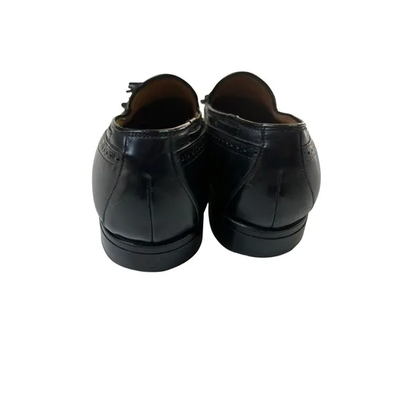 Johnston &amp; Murphy 11 Shoes Loafers Aristocraft Tassel Black Leather USA