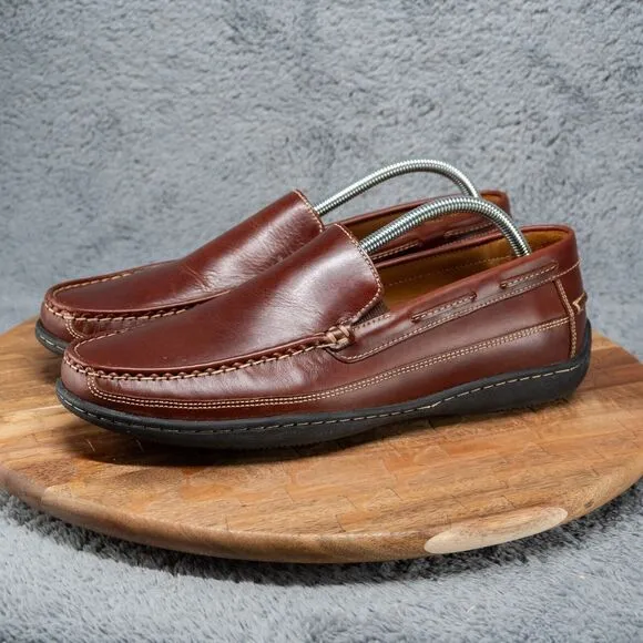Johnston &amp; Murphy Men's Mahogany Sheepskin Brown Leather Loafer Size 10 M