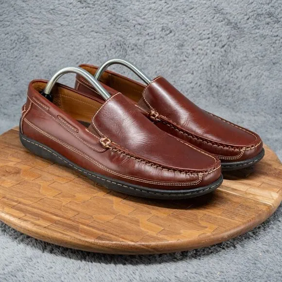 Johnston &amp; Murphy Men's Mahogany Sheepskin Brown Leather Loafer Size 10 M