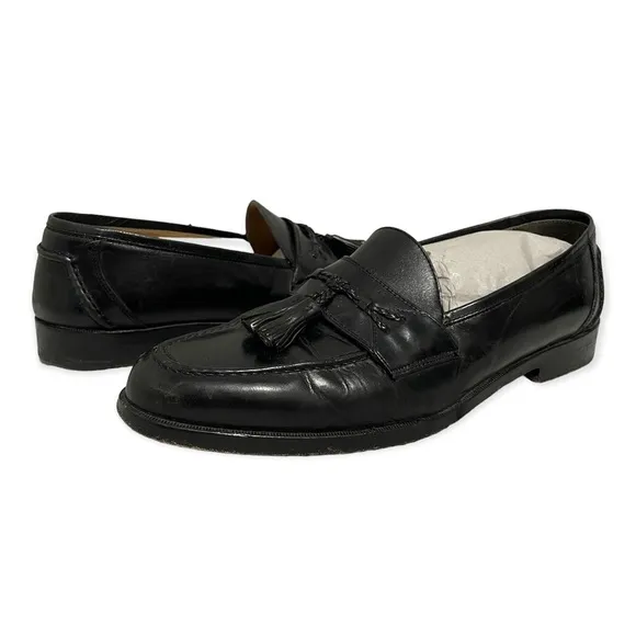 Johnston &amp; Murphy Penny Loafers Shoes Black Leather Slip On Mens 11 M