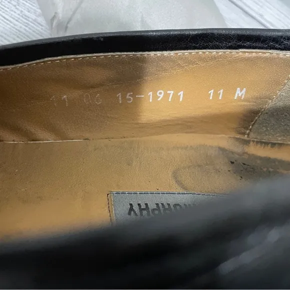 Johnston &amp; Murphy Penny Loafers Shoes Black Leather Slip On Mens 11 M
