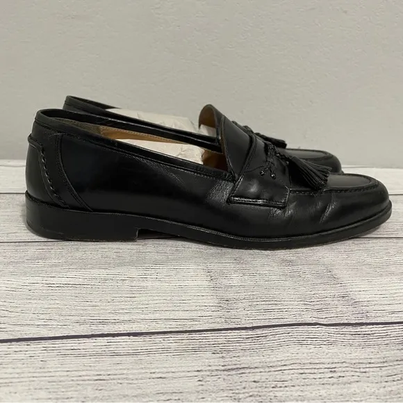 Johnston &amp; Murphy Penny Loafers Shoes Black Leather Slip On Mens 11 M