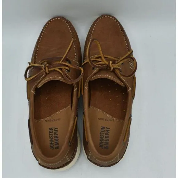 Johnston &amp; Murphy Mens Size 8.5 Bower Brown Full Grain Leather Loafers Shoes