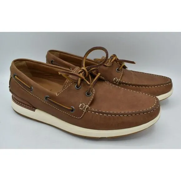 Johnston &amp; Murphy Mens Size 8.5 Bower Brown Full Grain Leather Loafers Shoes