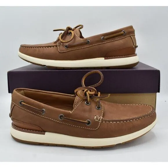 Johnston &amp; Murphy Mens Size 8.5 Bower Brown Full Grain Leather Loafers Shoes