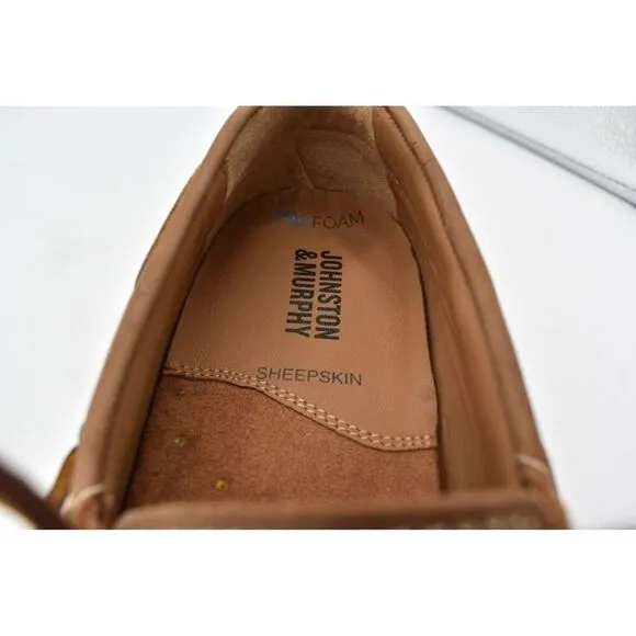 Johnston &amp; Murphy Mens Size 8.5 Bower Brown Full Grain Leather Loafers Shoes