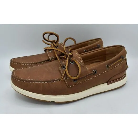 Johnston &amp; Murphy Mens Size 8.5 Bower Brown Full Grain Leather Loafers Shoes