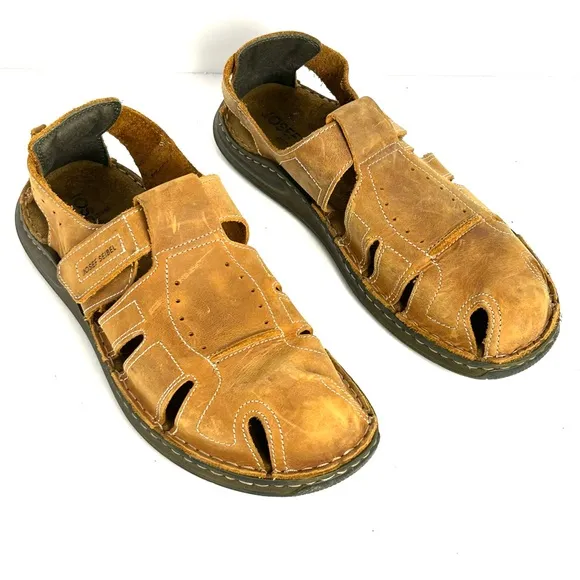 Josef Seibel Fisherman Sandal Shoes Mens US 9.5 EU 43 Tan Brown Leather