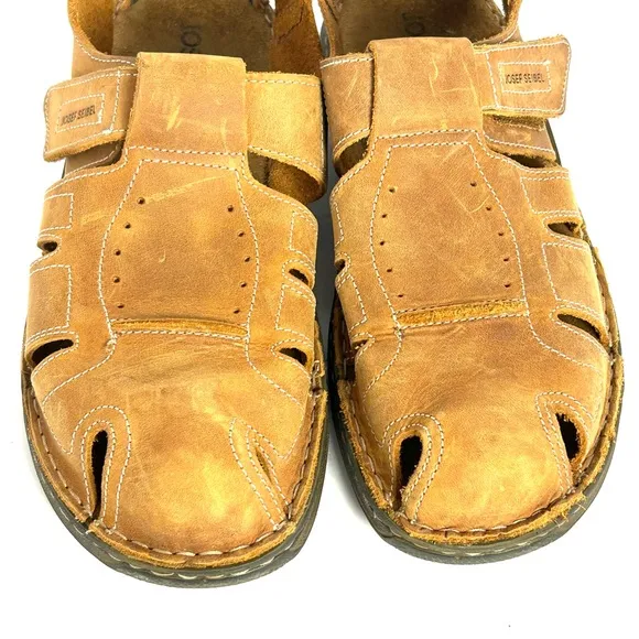 Josef Seibel Fisherman Sandal Shoes Mens US 9.5 EU 43 Tan Brown Leather