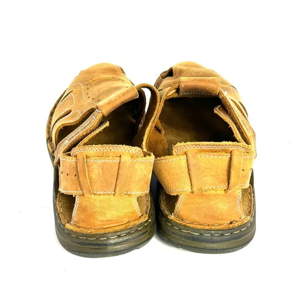 Josef Seibel Fisherman Sandal Shoes Mens US 9.5 EU 43 Tan Brown Leather