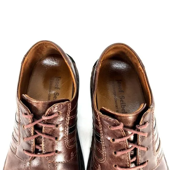 Josef Seibel Mens EU 43 US 10 Brown Leather Roma Marone Vigo Sneaker Shoes