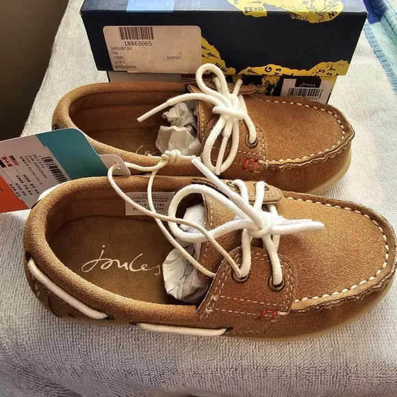 JOULES Boat Shoes Deck Shoes Swinton Tan SuedeUnisex Little Kid's Size 11 NEW