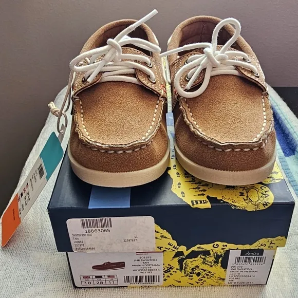 JOULES Boat Shoes Deck Shoes Swinton Tan SuedeUnisex Little Kid's Size 11 NEW