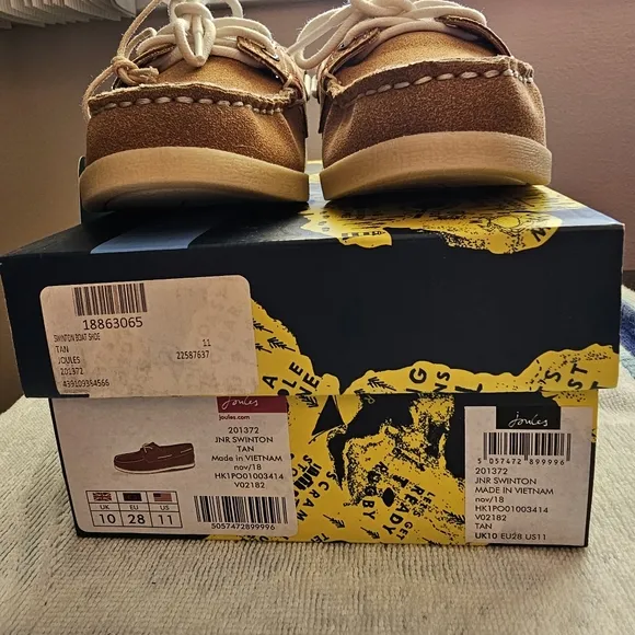 JOULES Boat Shoes Deck Shoes Swinton Tan SuedeUnisex Little Kid's Size 11 NEW