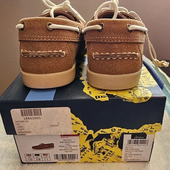 JOULES Boat Shoes Deck Shoes Swinton Tan SuedeUnisex Little Kid's Size 11 NEW