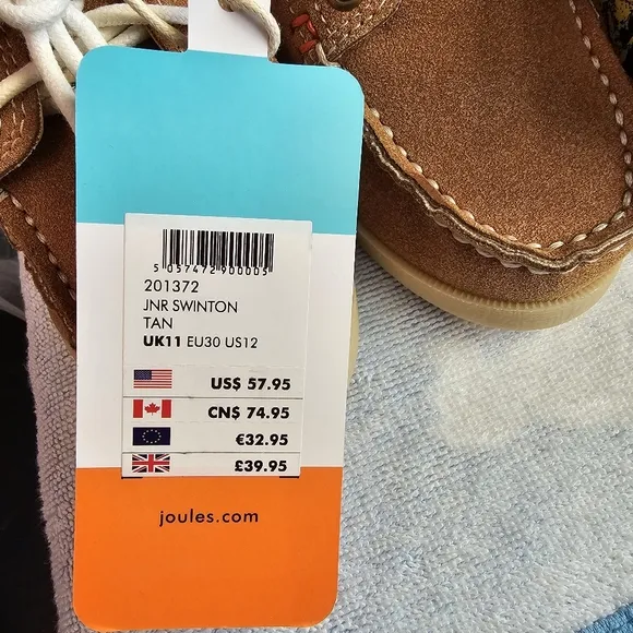 JOULES Boat Shoes Deck Shoes Swinton Tan SuedeUnisex Little Kid's Size 11 NEW