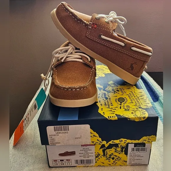JOULES Boat Shoes Deck Shoes Swinton Tan SuedeUnisex Little Kid's Size 11 NEW