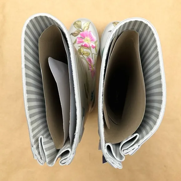Joules ❉ Silver Floral Welly Rain Boots Size 6