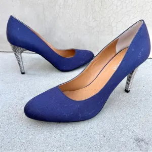 J.Renee blue pumps silver high HEELS women’s 13 NEW shoes canvas pattern denim