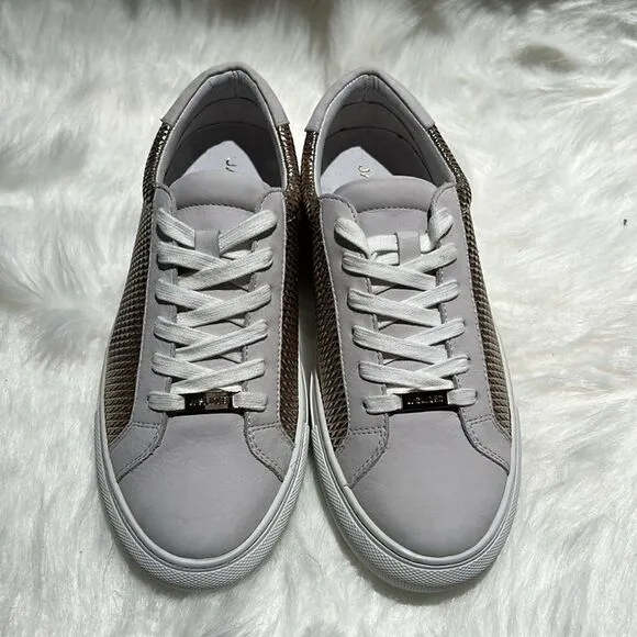 J/Slides Gold Hilton Leather Platform Sneaker. Size 7.5.  B69