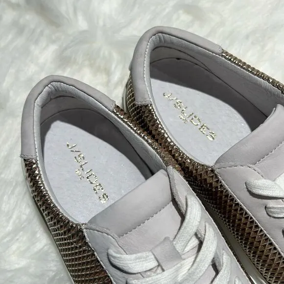 J/Slides Gold Hilton Leather Platform Sneaker. Size 7.5.  B69