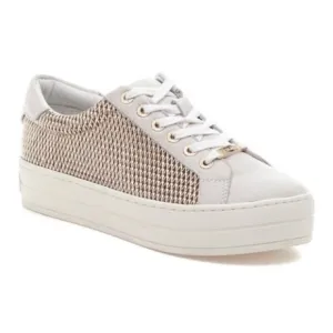 J/Slides Gold Hilton Leather Platform Sneaker. Size 7.5.  B69