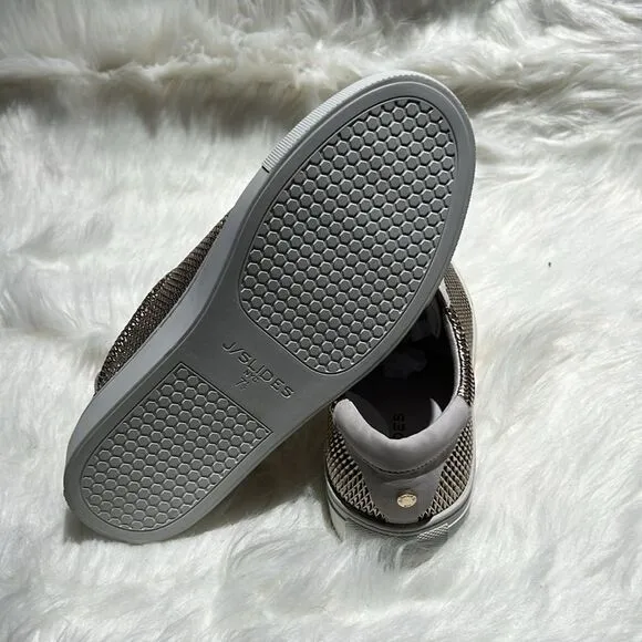 J/Slides Gold Hilton Leather Platform Sneaker. Size 7.5.  B69