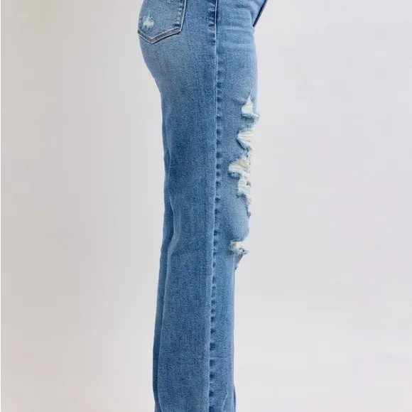 Judy Blue Full Size High Waist Heavy Destroy Straight Jeans Plus Size