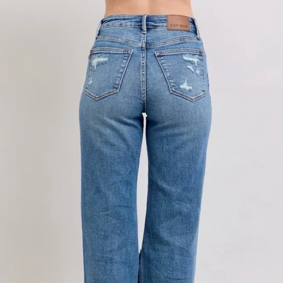 Judy Blue Full Size High Waist Heavy Destroy Straight Jeans Plus Size