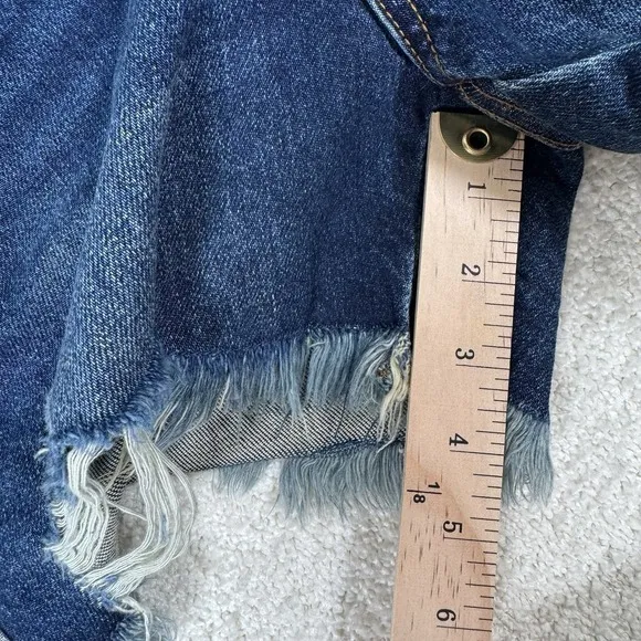 Judy Blue Shorts Womens Large Jean Denim High Waist Rigid Front Distressed New
