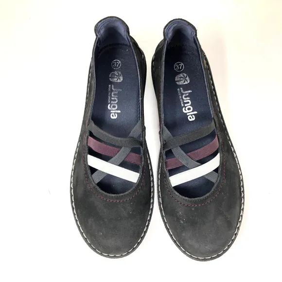 Jungla Shoes Mary Jane Womens 6.5 Black Leather Round Toe Flat Made in Spain