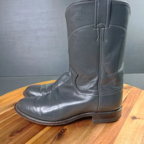 Justin Roper Cowboy Boots Mens 7 EEE Gray Leather Western Vintage USA Made