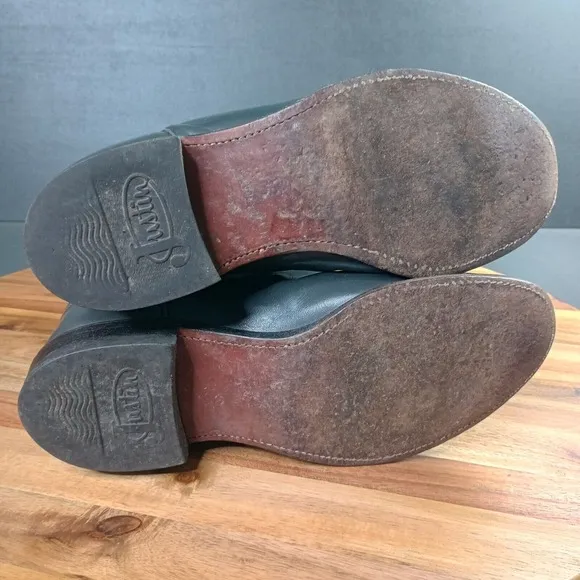 Justin Roper Cowboy Boots Mens 7 EEE Gray Leather Western Vintage USA Made