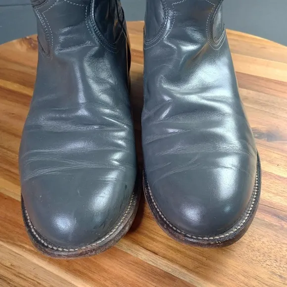 Justin Roper Cowboy Boots Mens 7 EEE Gray Leather Western Vintage USA Made