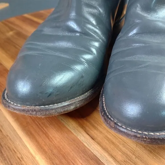 Justin Roper Cowboy Boots Mens 7 EEE Gray Leather Western Vintage USA Made