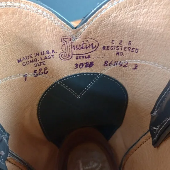 Justin Roper Cowboy Boots Mens 7 EEE Gray Leather Western Vintage USA Made