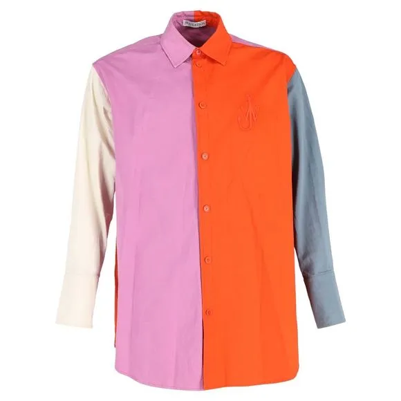 JW Anderson Contrast-Panel Oversized-Fit Twill Shirt in Multicolor Cotton