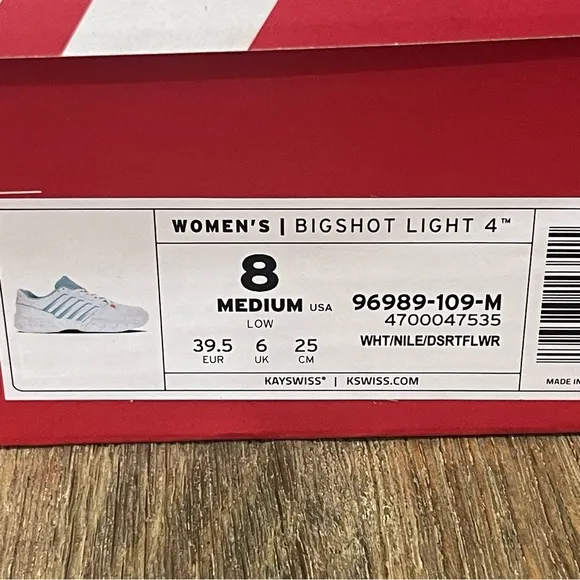 K-Swiss Bigshot Light 4 Tennis Pickleball Shoes  Womens Size 8