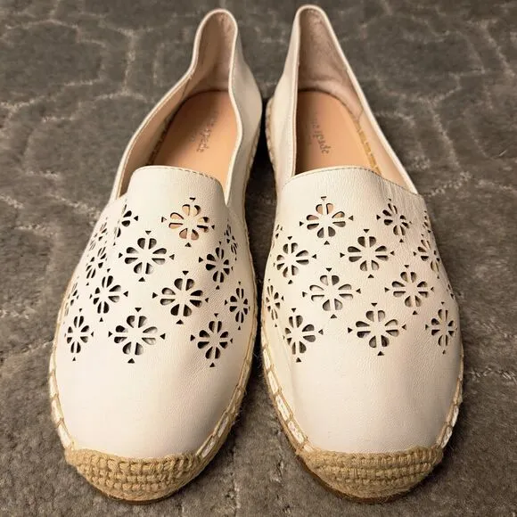 Kate Spade Garcia Cut Out White Leather Espadrille Flats WOMENS SIZE 9M comfort