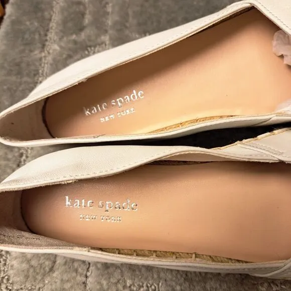 Kate Spade Garcia Cut Out White Leather Espadrille Flats WOMENS SIZE 9M comfort