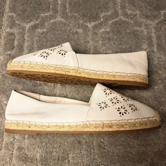 Kate Spade Garcia Cut Out White Leather Espadrille Flats WOMENS SIZE 9M comfort