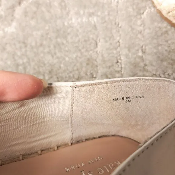 Kate Spade Garcia Cut Out White Leather Espadrille Flats WOMENS SIZE 9M comfort
