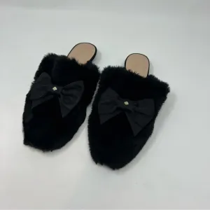 Kate Spade Jocelyn Faux Fur Womens Black Mule Slide Slipper Shoes New Size 7